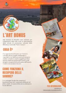 Locandina "L'Art Bonus" del Comune di Massafra: incentivi fiscali per la cultura.